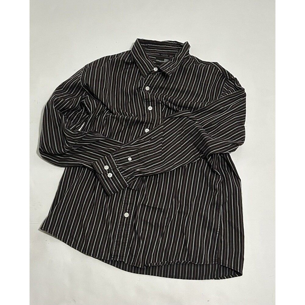 BKE Buckle Contour Shirt Mens XL Extra Large? Black Striped Long Sleeve Button
